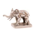 Lejeune: A Chrome Plated Car Mascot as an Elephant, standing on a canted rectangular base, the