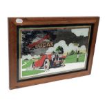 Car Interest: A Lucas Advertising Mirror ''On The Right Road'', depicting a classic motor car,