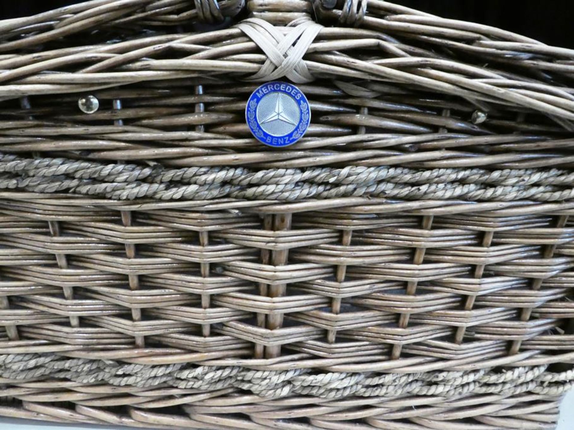 A Mercedes-Benz Picnic Hamper, apparently in unused condition, the blue and white tartan lined - Image 6 of 6