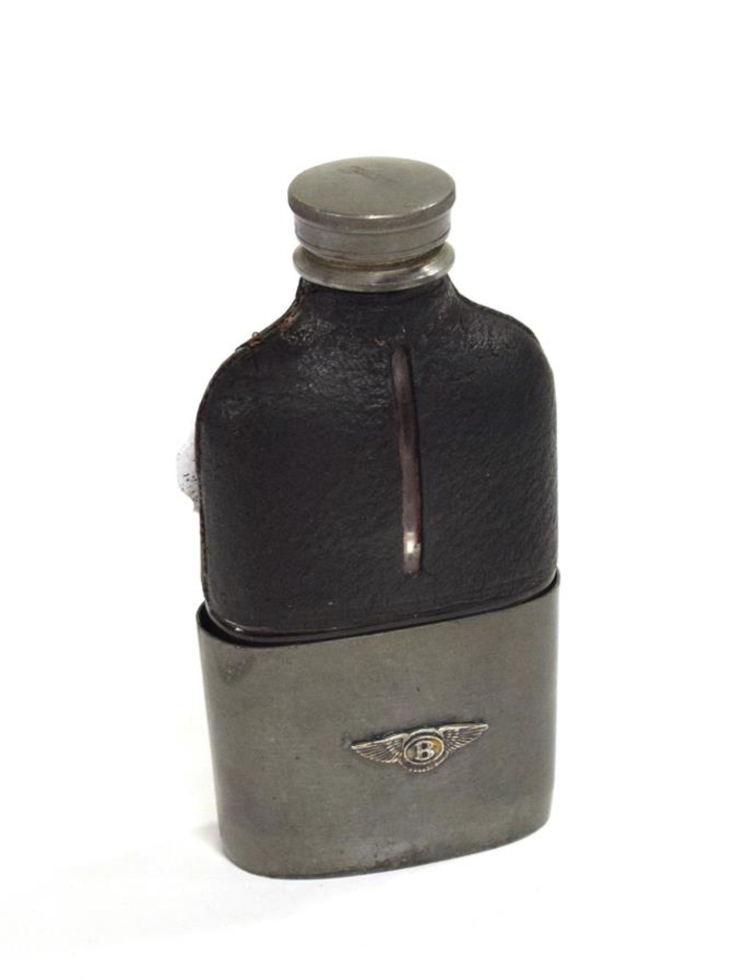 Bentley Interest: A 1920/30 Leather and Glass-Bodied Drinks Flask, with screw cap, the removable