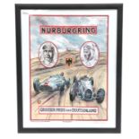 Phil May (b.1925) ''Nuerburgring The Ring Masters, Rudolf Caracciola and Bernd Rosemeyer'' Giclee