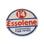Essoline Guaranteed Pure Petrol: A Double-Sided Circular Enamel Advertising Sign, 76cm diameter.