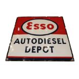Esso Auto Diesel Depot: A Single-Sided Enamel Advertising Sign, 122cm by 122cm
