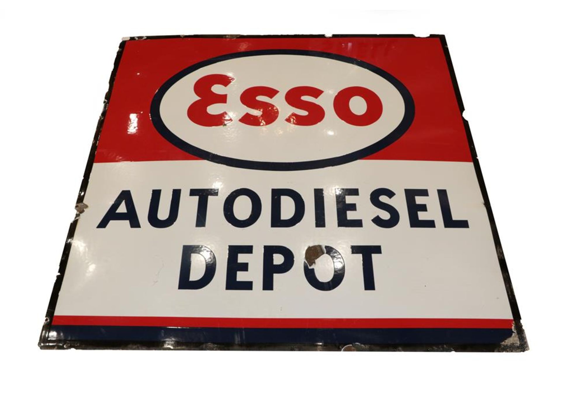 Esso Auto Diesel Depot: A Single-Sided Enamel Advertising Sign, 122cm by 122cm