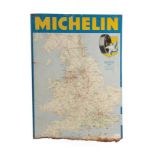 Michelin: A Single-Sided Aluminium Sign, of the Motoring Map of Great Britain (corroded); The New