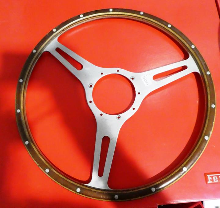 A 1950/60 Wood Rim and Rivetted Three-Spoke Steering Wheel, 40cm diameter; and An Early 20th Century - Image 2 of 3