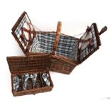 A Mercedes-Benz Picnic Hamper, apparently in unused condition, the blue and white tartan lined