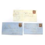 Three Cumberland 1854 covers (rare) (1) Cumberland 1854 Armathwaite sans serif udc blue .Also