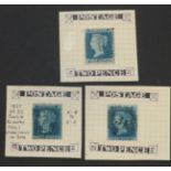 3 x Re - Entry stamps from 1857 Sg35 plate 6 letter OE, Other two letters NE, SE. a fine trio.