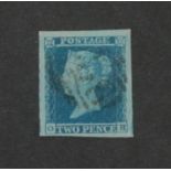 Sg14 2d Blue large 4 Margin example. Superb colour. Lettered OH.