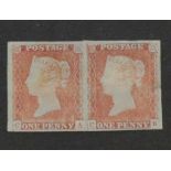 Sg9 1d Pale Red Brown Pair unused mint lettered CA, CB good 4 margin examples.