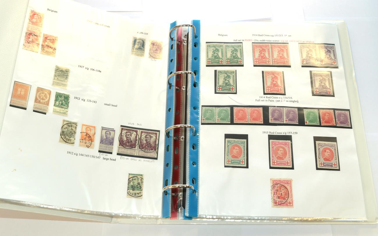 Belgium Album Mint/Used 1849 - 1937. Highlights Sg1 shades Sg2 10c used x 4. Sg2 shades 20c x 5