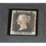 The Penny Black 1840. 1d lettered IE very fine 4 margin with light MX. An ex Stanley Gibbons