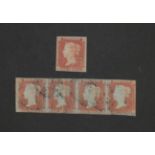 1d Imperf Red Mint with full gum Lettered EB with 4 margins. has horizontal crease otherwise fine.