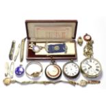 Assorted pocket and wristwatches including a 9 carat gold Avia lady's example; together with