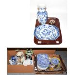 A 20th century Meissen blue and white plate; a 20th century Chinese export dish; a Chinese