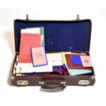 A case containing assorted Masonic regalia and ephemera (qty)