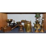 Lantern, scales, blow torches, Kenrick & Sons coffee grinder etc