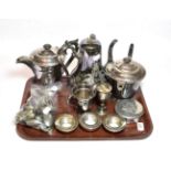 Various plated wares with three silver night-light holders (qty)
