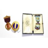 A cased Saltscar Lodge No 5173 medal and two others (3)