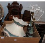 Various clocks and table lamps (in two boxes)