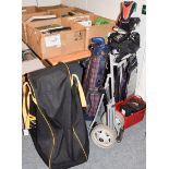 Set of Golf clubs and electric trolley and practice club