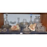 A large assortment of cut glass and crystal glass ware together with six Lilliput Lane buildings and