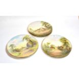 A set of eleven Royal Worcester cabinet plates, each painted and signed, depicting scenes from