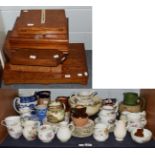 A collection of miscellaneous jugs including stoneware harvest, Mason's Ironstone, Copeland Spode,