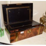 Victorian cross-bound walnut writing box