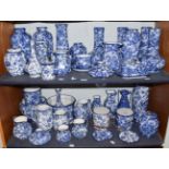 A collection of Losol ware Cavendish and Jacobean pattern blue and white ceramics including vases,