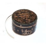 A 19th century yellow metal mounted tortoiseshell box and cover, with chinoiserie decoration (a.f.),