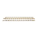A 9 carat gold bracelet, length 19cm; and two 9 carat gold gem set bracelets, lengths 18cm and