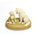 A Royal Dux model of a child and dog, model no. 2369, 18cm high