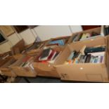 Ten boxes of books on history, literature, music, art, etc.