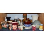 Various Royal Doulton character jugs, large size and miniatures; a Carltonware 'Rouge Royale' ginger