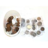 A miscellany of 150 x British and world coins consisting of: 24 x crowns: 1953, 1965, 1972, 1977,