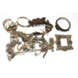 A collection of assorted silver and white metal jewellery including chains, bangles etc