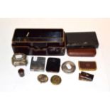 A Japanese lacquered glove box; a Huntley and Palmers Albert vesta case; with other items (12)