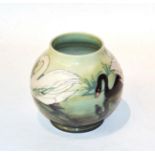 A modern Moorcroft swan pattern globular vase, no. 275/350, 17cm high . Crazing throughout,