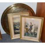 German mantle clock, 1930's oak mantle clock, two engravings the two comrades, Wilkinson week