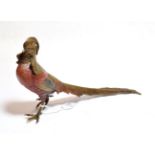 A late 19th/early 20th century Bergman style bronze model of a pheasant, 38cm long approx. No