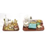 A collection of assorted items including a pair of Elizabeth II wine coasters; assorted silver