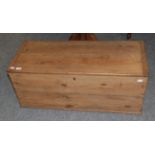 A pine twin handled blanket box, 98cm by 40cm by 41cm high