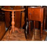 A 19th century mahogany pot cupboard, together with a tripod table of similar date