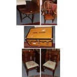 An Edwardian inlaid mahogany occasional table, fitted with a drawer and shelf stretcher; two 19th