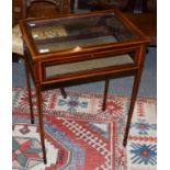 An inlaid mahogany bijouterie table, 56cm by 40cm by 74cm high