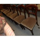 A set of eight Victorian mahogany balloon-back dining chairs, labelled Bartholomew and Fletchers