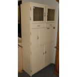 An 1950's Hygena white painted kitchen cabinet, 91cm by 40cm by 180cm high