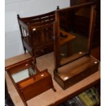 A reproduction mahogany Canterbury, a 19th century mahogany toilet mirror and another (3)